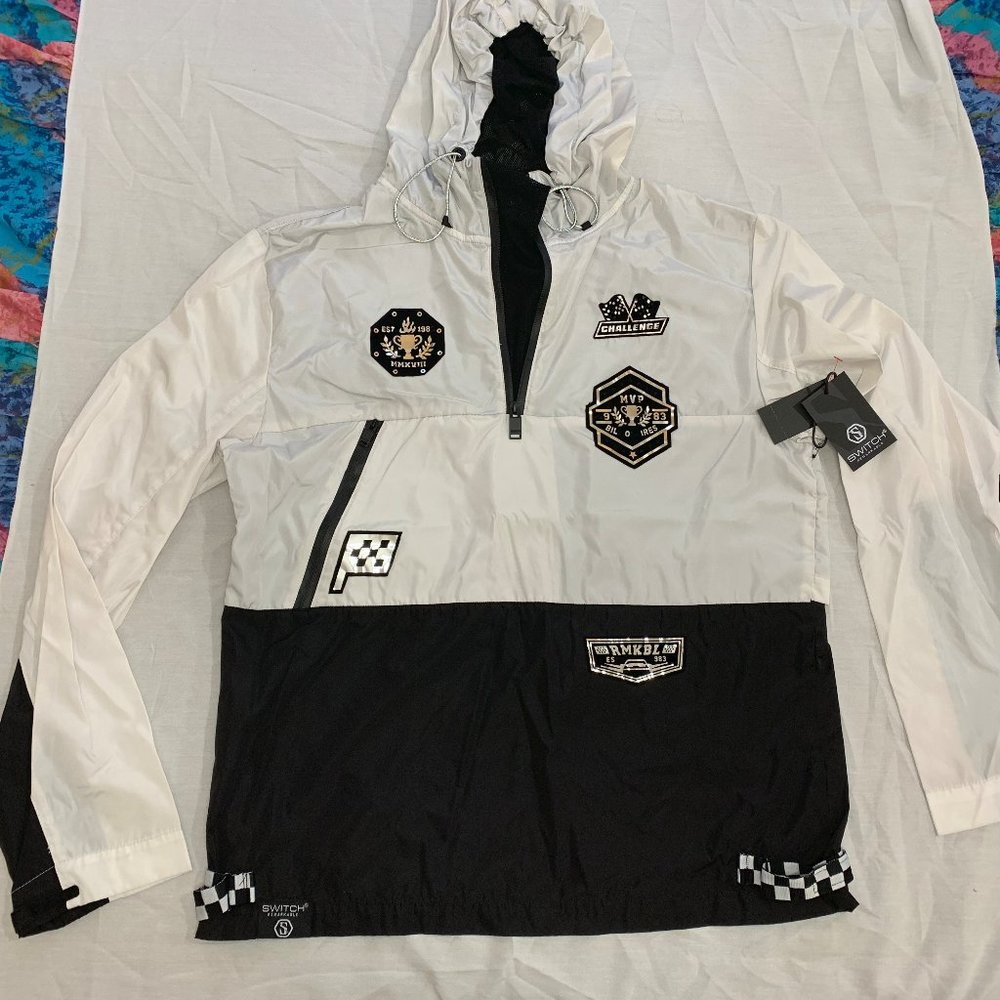 🍎🍎🍎   NWT SWITCH MENS UNLINED HOODED ATHLETIC JACKET 🍎🍎🍎